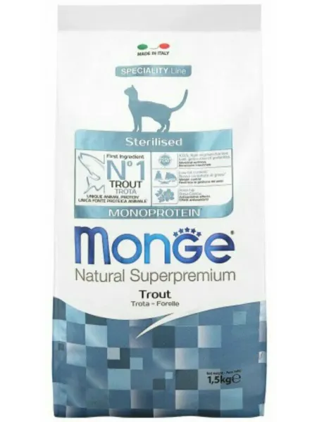 Monge Sterilised для стерилизованных кошек с форелью 1,5 кг