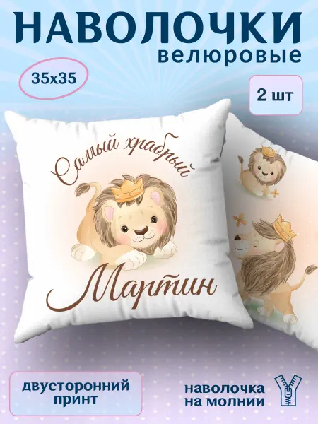 BestArt Наволочка детская маленькая именная Мартин 2 шт. 35х35