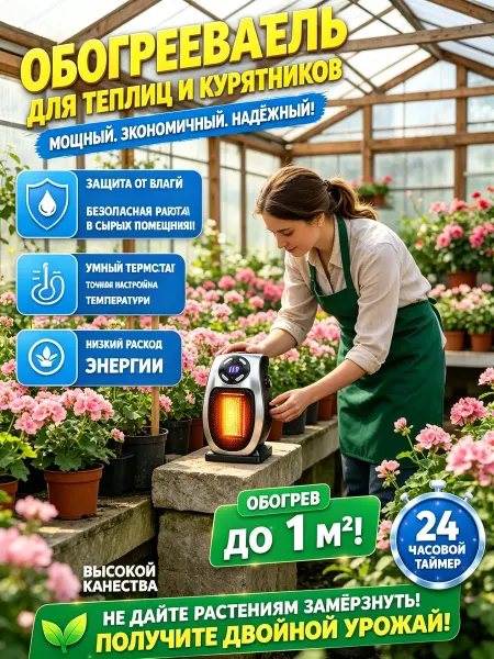 Обогреватель для теплицы с температурным диапазоном 15-32°