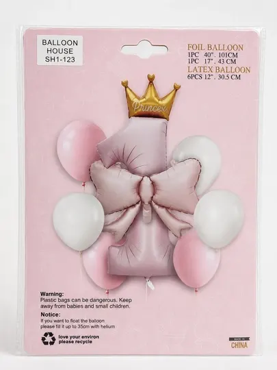 Набор воздушных шаров Цифра 1 Prince/Princess для дня рождения