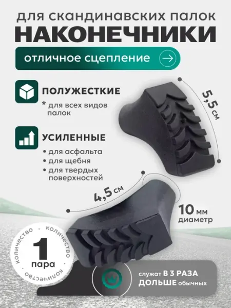 VINSON.PRO Наконечники для скандинавских палок усиленные, 1 пара (2 шт)