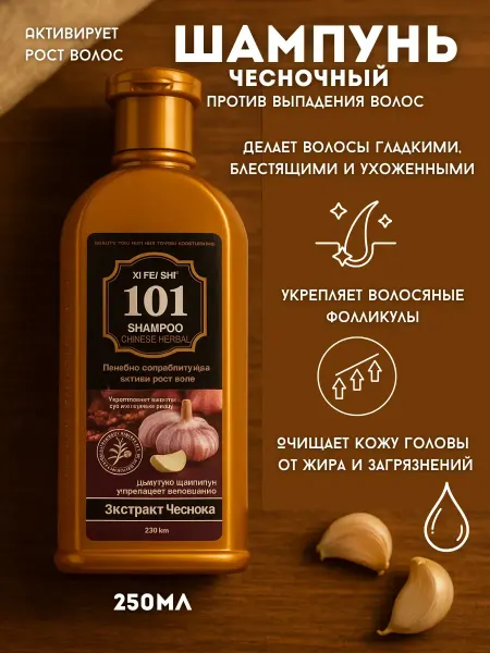 TELEGEI 1 Шампунь от выпадения волос чесночный 250 мл