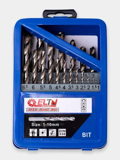 Набор сверл по металлу ELTN, 1-10мм, 1-13мм, HSS