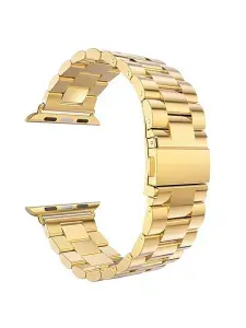 Браслет Haspic для часов Apple Watch Series 1-10/SE,ULTRA нержавеющая сталь, регулируемый 42/44/45/46 мм Gold ширина металлического ремешка 20 мм