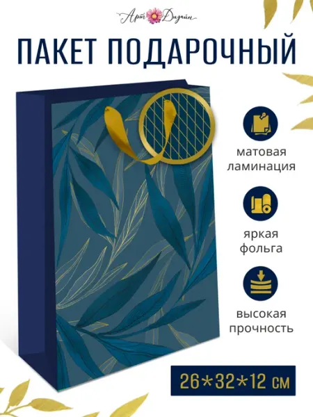 Арт и Дизайн Подарочный пакет мужской большой 26х32х12