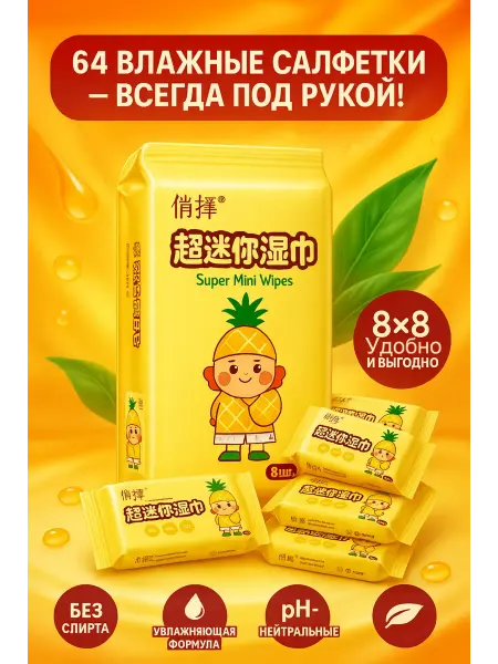 BELLIS Влажные салфетки детские мини набор антибактериальные