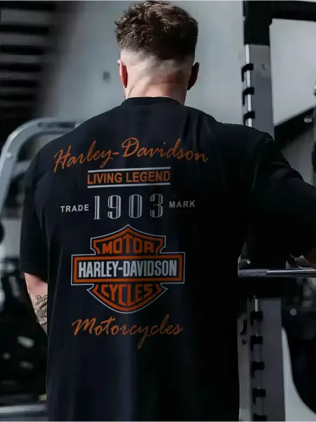 Тоси Боси Футболка Harley Davidson оверсайз с принтом