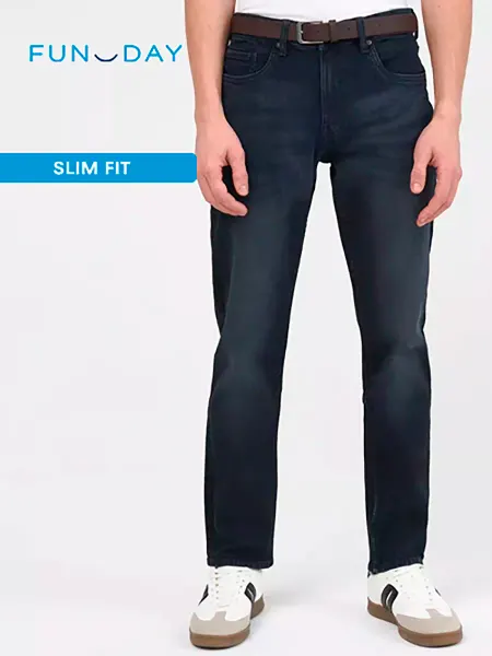 FUNDAY Джинсы темно-синие Slim Fit с ремнем