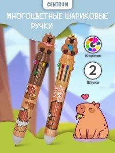 Ручка многоцветная шариковая 10 цветов 2 штуки