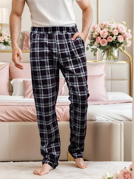 Wakas Textile Брюки домашние пижамные в клетку больших размеров