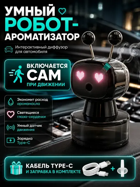 Али9414 Ароматизатор автомобильный умный робот