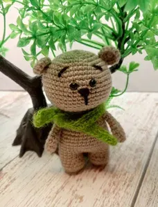 Вязаная игрушка *милый мишка*, вязаный мишка 10 см/ручная работа