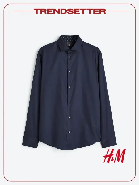 H&M Рубашка с длинным рукавом офисная хлопок
