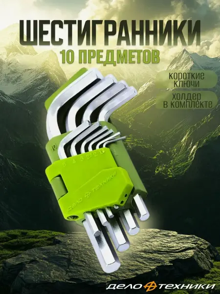 ДЕЛО ТЕХНИКИ Набор шестигранников коротких 10 предметов
