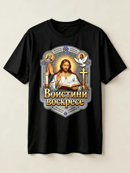 Футболка православного стиля с изображением Иисуса, Святого
