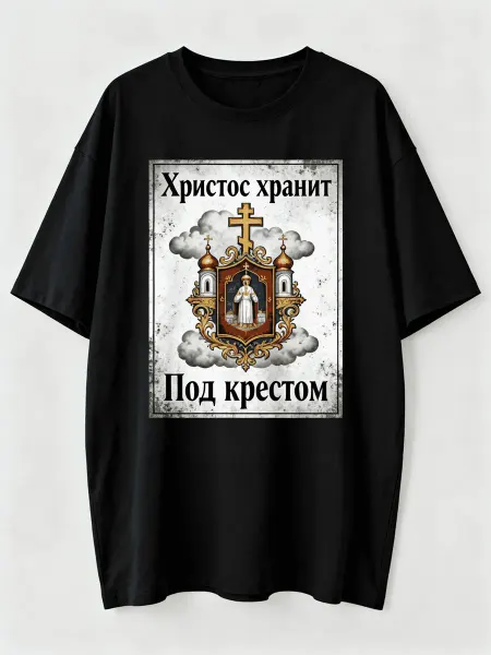 Футболка в православном стиле! С изображением иконы, церквей