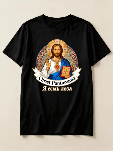 Футболка православного стиля с иконой Христа Пантократора, н