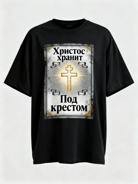 Футболка с православным крестом и надписью «Христос хранит п