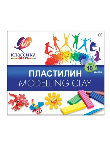 Пластилин для детского творчества Луч "Классика", 10 цветов, со стеком, в картонной упаковке, 200 гр