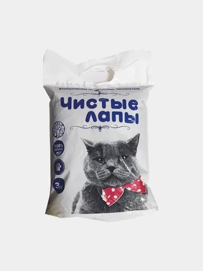 Комкующийся минеральный наполнитель для кошек "Чистые лапы", 10 мешков по 3 кг