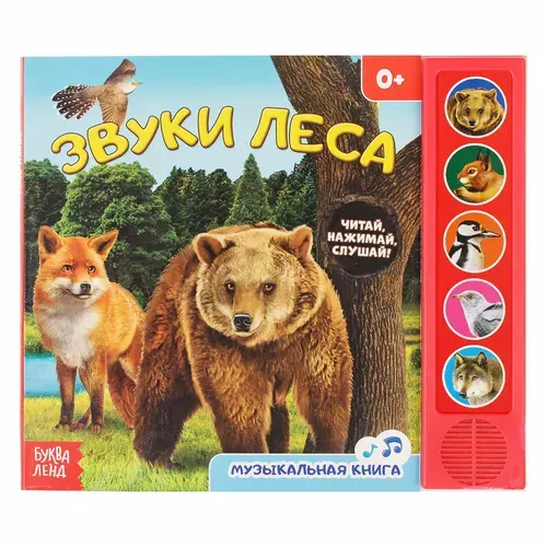 Музыкальная книга "Звуки леса", познавательная звуковая книжка-игрушка для раннего развития малышей, 10 стр.
