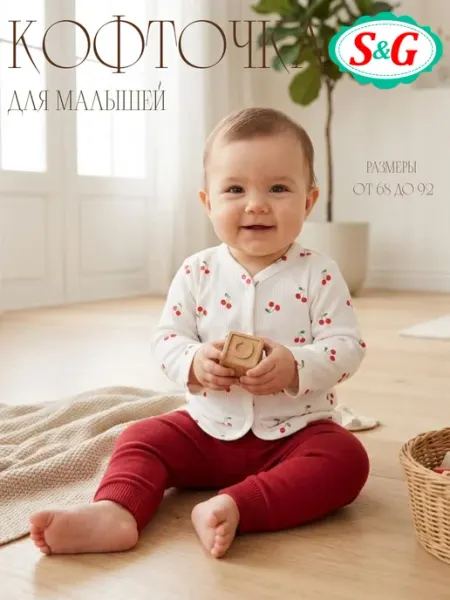 S&G Кофточка для новорожденных на кнопках с длинным рукавом