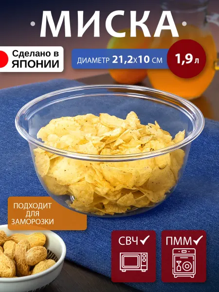 ENTEC Миска для кухни пластиковая салатник 1,9 л Д21,2х10 см