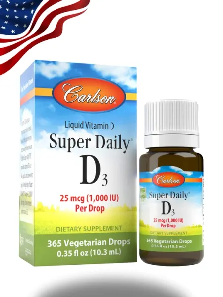 Carlson Super Daily D3 1000 МЕ, витамин Д3 в каплях, 10.3 мл (365 капель), США