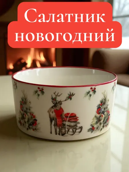 Гранд-Трейд Салатник боул фарфоровый новогодний 12 см