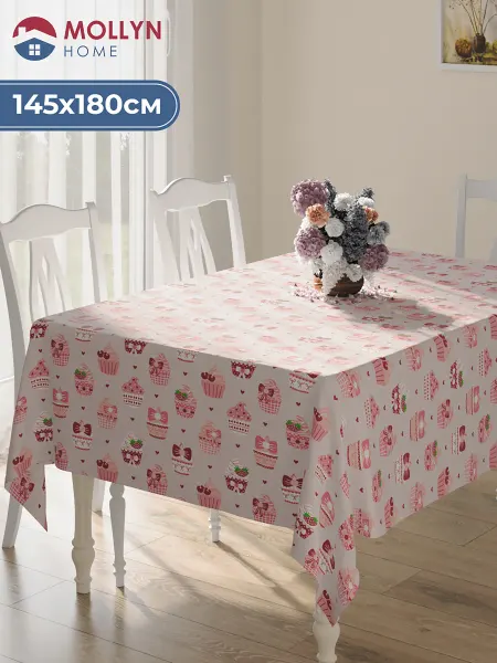 Mollyn Home Скатерть детская тканевая прямоугольная 145х180 кексики