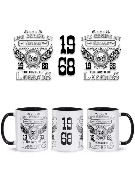 Retro Sport Кружка Винтаж 1968 Череп с Крыльями Подарок День Рождения