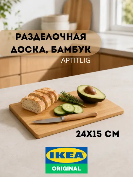 IKEA Доска разделочная деревянная АПТИТЛИГ икеа бамбук 24х15 см