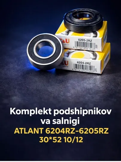 Комплект подшипников и сальников для стиральной машины Атлант 6204RZ-6205RZ-30*52.10/12