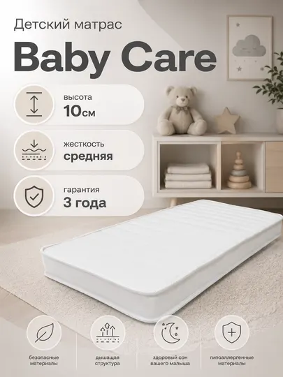 Детский матрас BabyCare 10см 120×60 / 140×70, гипоаллергенный