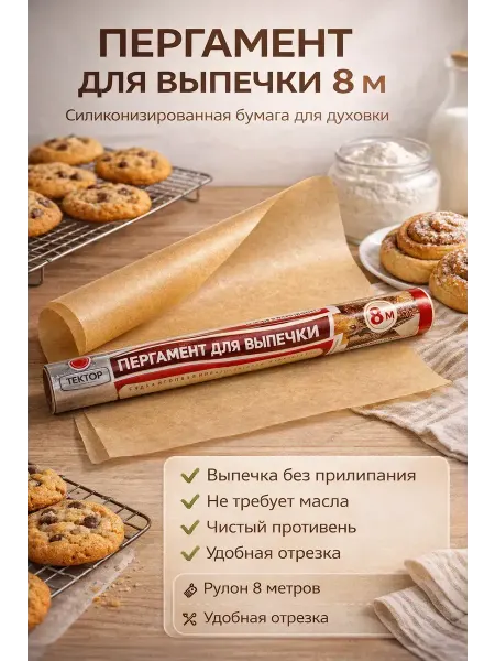 ВПВ Пергамент для выпечки 8 м силиконизированный, унив