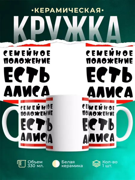 MADE_WITH_LOVE Кружка с именем Алиса