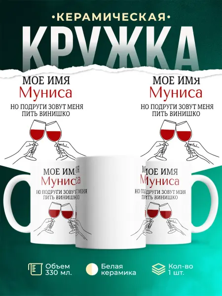 MADE_WITH_LOVE Кружка с именем Муниса винишко подруги подарок прикол