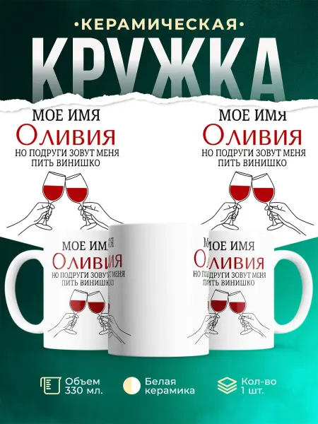 MADE_WITH_LOVE Кружка с именем Оливия винишко подруги подарок прикол