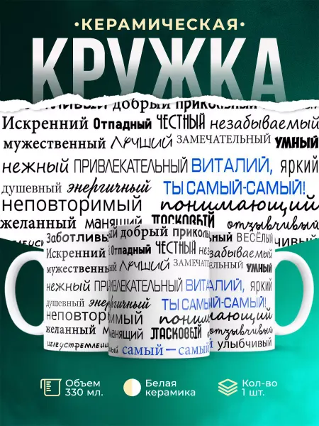 MADE_WITH_LOVE Кружка с именем Комплименты Виталию