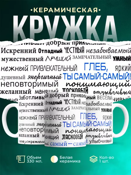 MADE_WITH_LOVE Кружка с именем Комплименты Глебу