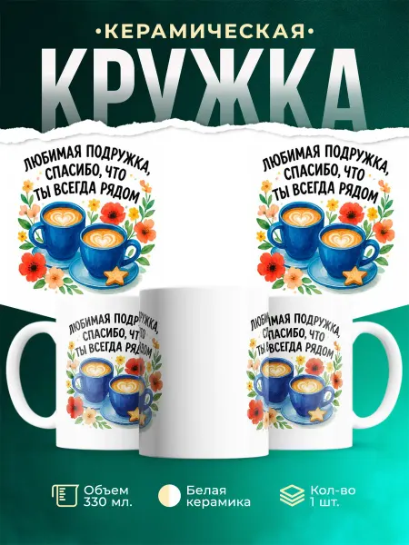 MADE_WITH_LOVE Кружка подарочная с надписью подруге спасибо что рядом милая