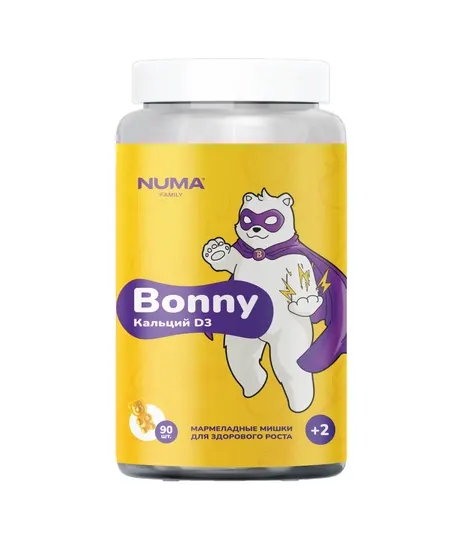 Витамины кальций и D3 Bonny Numa Kids, 90 шт - Numa-Family