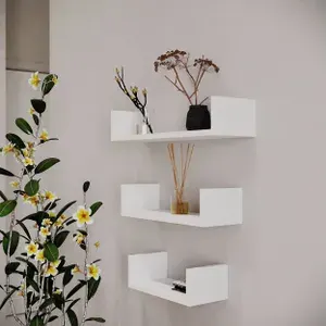 Полка Настенная,Комплект полок Династия Прямая Трио белая ,50*15*10 см,40*15*10,30*15*10 см,3 шт.
