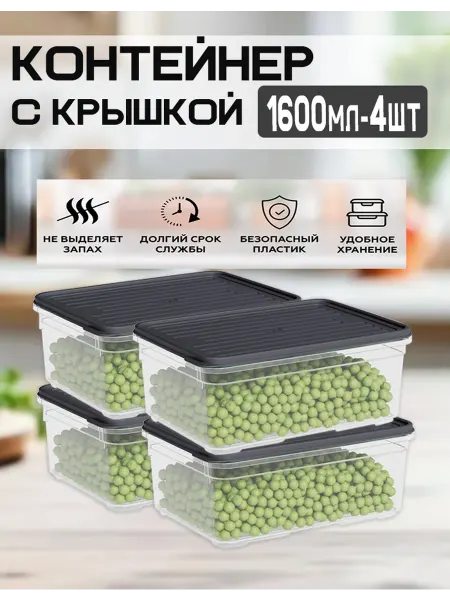 DDSTYLE Контейнер для хранения с крышкой 2200мл, набор 2шт