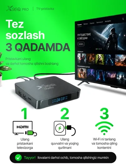ТВ-приставка X96Q Pro Smart TV Box 4K, Android 10, 2/16 ГБ, Wi-Fi