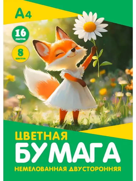 Бумага Цветная А4 16 Лист 8 Цвет Двусторонняя (10 наборов)