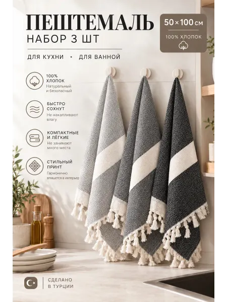 LUPPURA Полотенце кухонное набор подарочный 3шт Турция