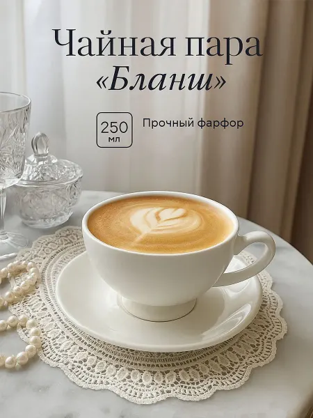 Magistro Кружка для чая и кофе подарочная 250 мл "Бланш" с блюдцем
