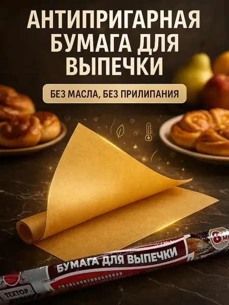 Vseisrazy Бумага для выпечки, пергамент антипригарный, унив