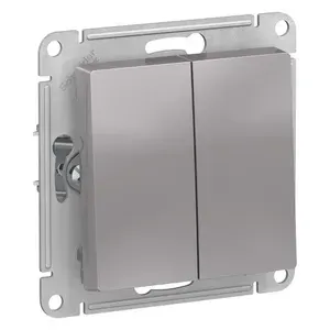 Systeme Electric AtlasDesign Алюминий Выключатель 2-клавишный с самовозвратом, сх.2, 10А, механизм, ATN000317